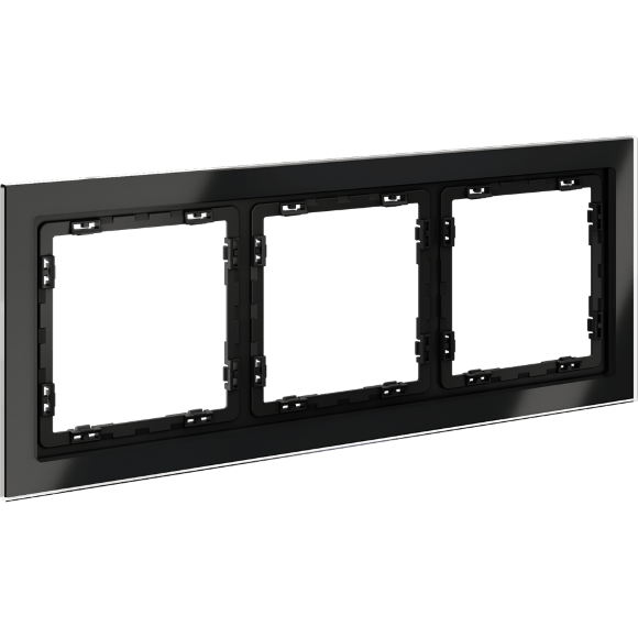 VLS110308 Рамка стеклянная для электрических изделий VOLTUM серии S70 на 3 поста черного цвета из стекла