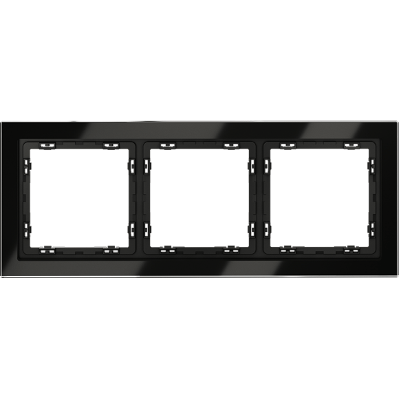VLS110308 Рамка стеклянная для электрических изделий VOLTUM серии S70 на 3 поста черного цвета из стекла