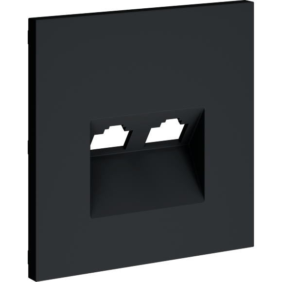 VLS001407 Накладка для розетки компьютерной двойной RJ45 категории 6Е (для проводов CAT5-CAT6 до 10 Гбит/сек) графитового цвета VOLTUM S70 (графит)