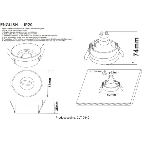 Светильник встраиваемый Crystal Lux CLT 044C CH Светильник встраиваемый Crystal Lux CLT 044C CH