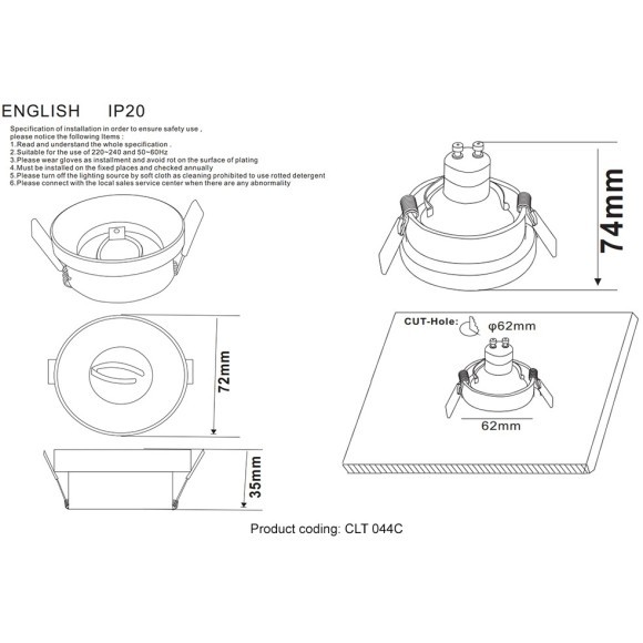 Светильник встраиваемый Crystal Lux CLT 044C CH Светильник встраиваемый Crystal Lux CLT 044C CH