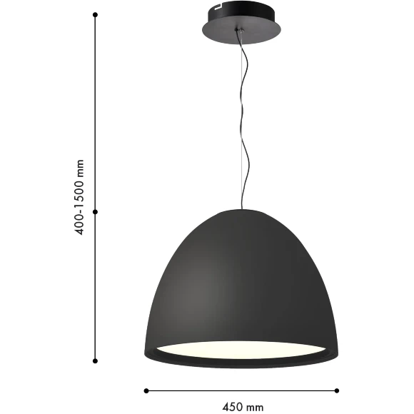 Favourite Halva 4812-4P Современный подвесной светодиодный светильник в стиле минимализм, черный матовый плафон полусфера диаметром 45 см, матовый акриловый рассеиватель, LED 38Вт 3000K 2847Лм CRI90 120° IP20 220В