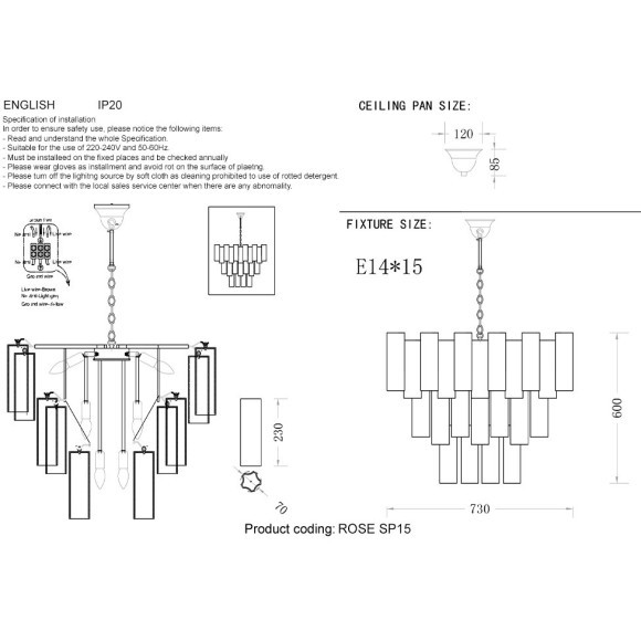 Люстра Crystal Lux ROSE SP15 BRASS