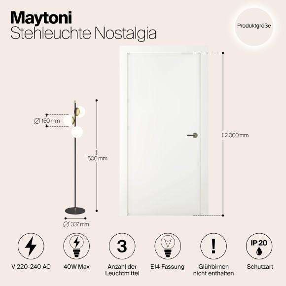 Декоративный торшер Maytoni MOD048FL-03G Nostalgia под лампы 3xE14 40W