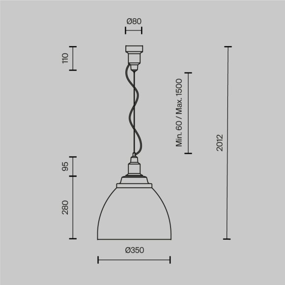 Подвесной светильник с 1 плафоном Maytoni P535PL-01B Bellevue под лампу 1xE27 60W