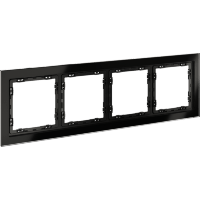 VLS110408 Рамка стеклянная для электрических изделий VOLTUM серии S70 на 4 поста черного цвета из стекла