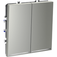 VLS020205 Выключатель встраиваемый с подсветкой двухклавишный стального цвета 10А (2200 Ватт) VOLTUM S70 (сталь)