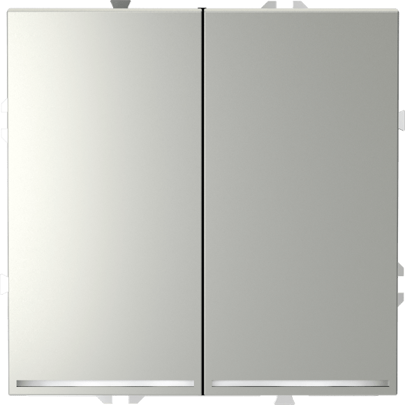 VLS020205 Выключатель встраиваемый с подсветкой двухклавишный стального цвета 10А (2200 Ватт) VOLTUM S70 (сталь)