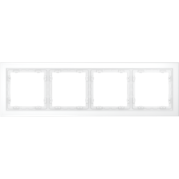 VLS110402 Рамка стеклянная для электрических изделий VOLTUM серии S70 на 4 поста матового белого цвета из стекла