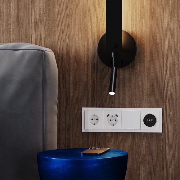 VLS110402 Рамка стеклянная для электрических изделий VOLTUM серии S70 на 4 поста матового белого цвета из стекла