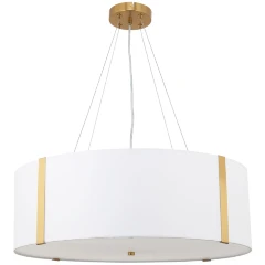 Arte Lamp Dream A4110SP-6PB Подвесная современная люстра с абажуром диаметром 65 см, плафон белый текстиль, медный металл, лампы E14 6шт до 40Вт IP20 220В, макс. высота 100см