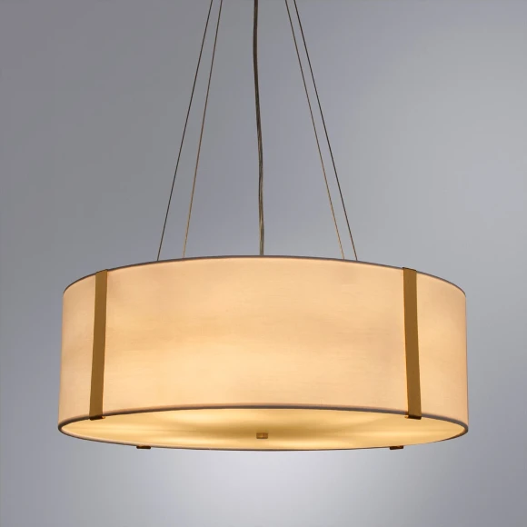 Arte Lamp Dream A4110SP-6PB Подвесная современная люстра с абажуром диаметром 65 см, плафон белый текстиль, медный металл, лампы E14 6шт до 40Вт IP20 220В, макс. высота 100см