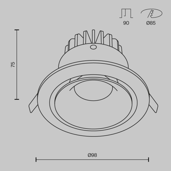Встраиваемый светильник Maytoni DL031-2-L12B Yin светодиодный LED 12W Встраиваемый светильник Maytoni DL031-2-L12B Yin светодиодный LED 12W
