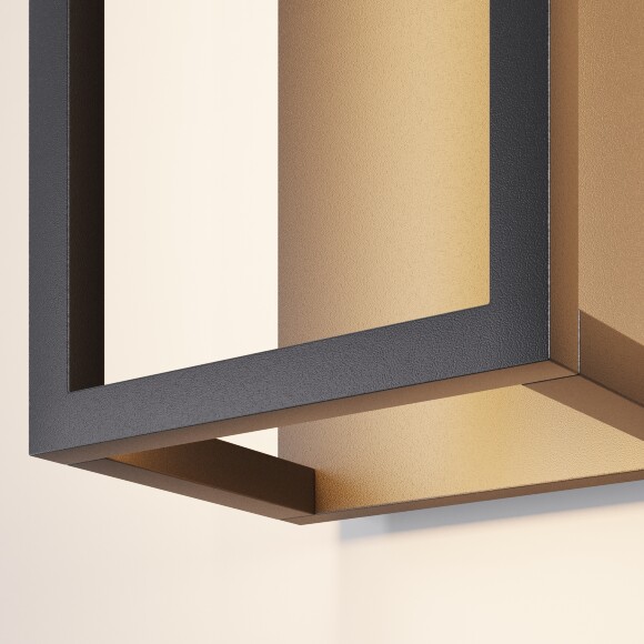 Maytoni Frame O527WL-L12B3K Уличный настенный фасадный светодиодный светильник-бра высотой 25 см, металл черный алюминий, современный дизайн "свет на стену",  LED 12W 3000K 750Лм CRI80 IP65 220В