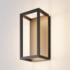 Maytoni Frame O527WL-L12B3K Уличный настенный фасадный светодиодный светильник-бра высотой 25 см, металл черный алюминий, современный дизайн "свет на стену",  LED 12W 3000K 750Лм CRI80 IP65 220В