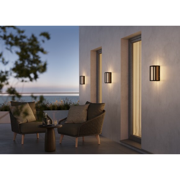 Maytoni Frame O527WL-L12B3K Уличный настенный фасадный светодиодный светильник-бра высотой 25 см, металл черный алюминий, современный дизайн "свет на стену",  LED 12W 3000K 750Лм CRI80 IP65 220В