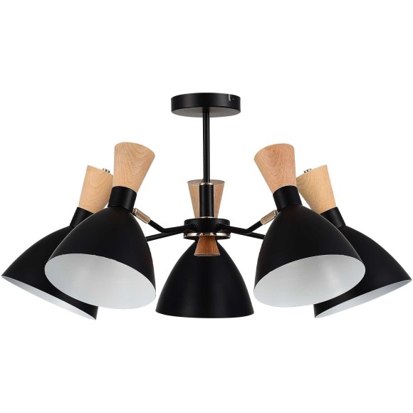 SLE1256-402-05 Светильник потолочный Черный/Черный, Светлое дерево, Золотистый E14 5*40W VISTA