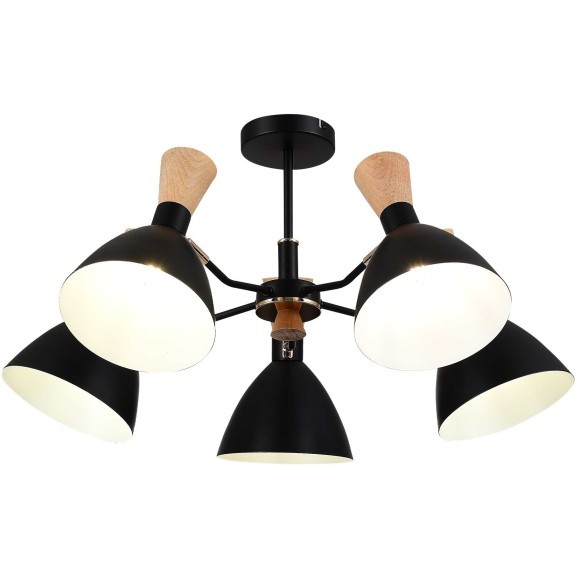 SLE1256-402-05 Светильник потолочный Черный/Черный, Светлое дерево, Золотистый E14 5*40W VISTA