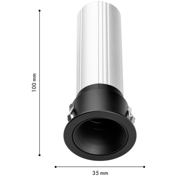 4787-1C Встраиваемый светодиодный светильник с доп. рамкой под штукатурку, черный, 6Вт 240Лм 3000;4000;6000K CRI90+ 15° IP20