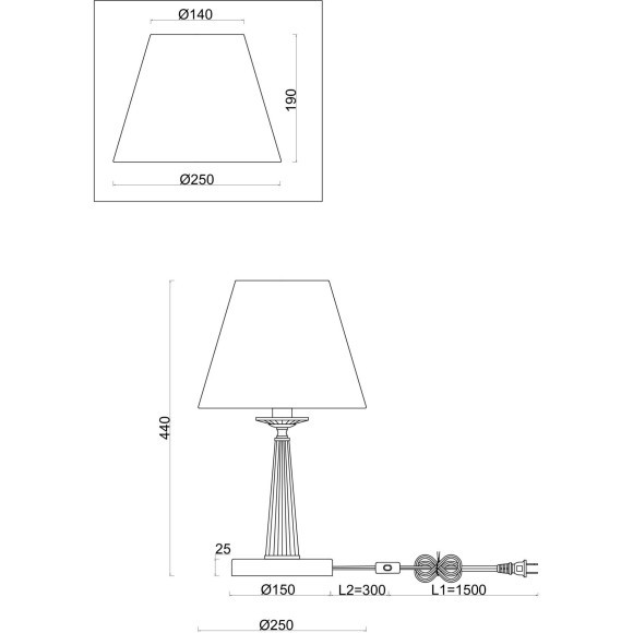 Интерьерная настолная лампа с выключателем Osborn FR2027TL-01BS