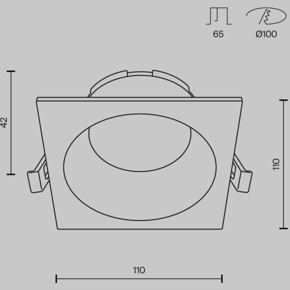 DL126-GX53-SQ-W Квадратный белый встраиваемый влагозащищенный светильник под сменную лампу GX53 IP44 Maytoni Share