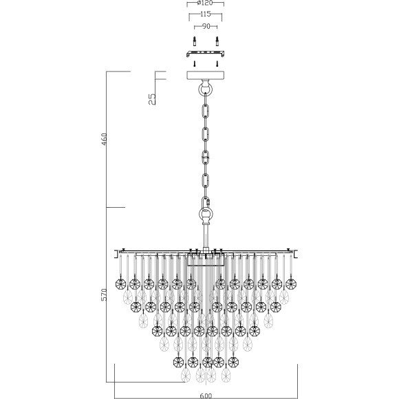 Подвесная люстра хрустальная Linn MOD091PL-07CH