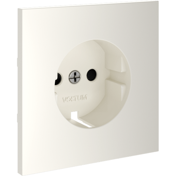 VLS000713 Накладка для розетки с заземлением и защитными шторками бежевого цвета VOLTUM S70 (хлопок)