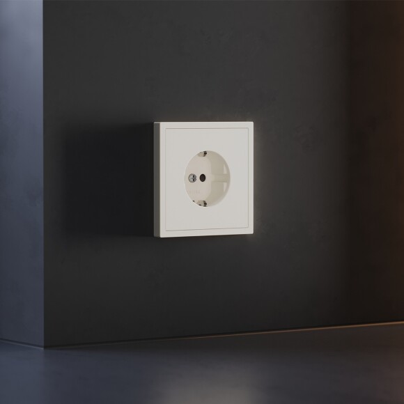 VLS000713 Накладка для розетки с заземлением и защитными шторками бежевого цвета VOLTUM S70 (хлопок)