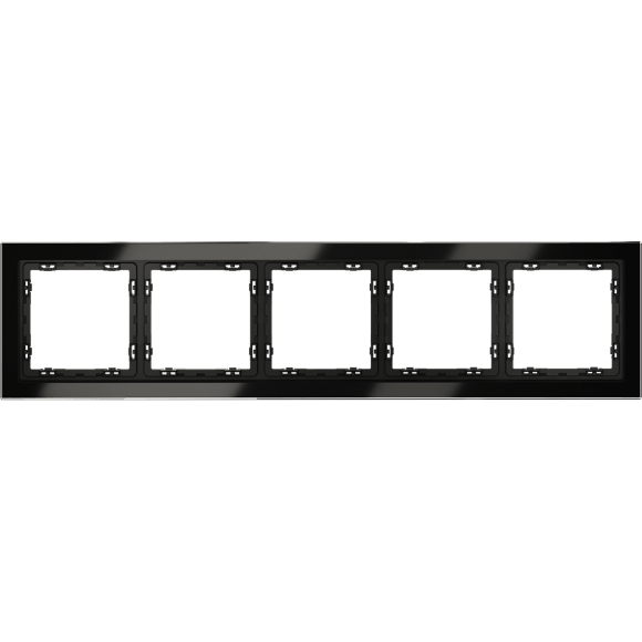 VLS110508 Рамка стеклянная для электрических изделий VOLTUM серии S70 на 5 постов черного цвета из стекла