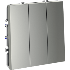 VLS030105 Выключатель встраиваемый трехклавишный стального цвета 10А (2200 Ватт) VOLTUM S70 (сталь)