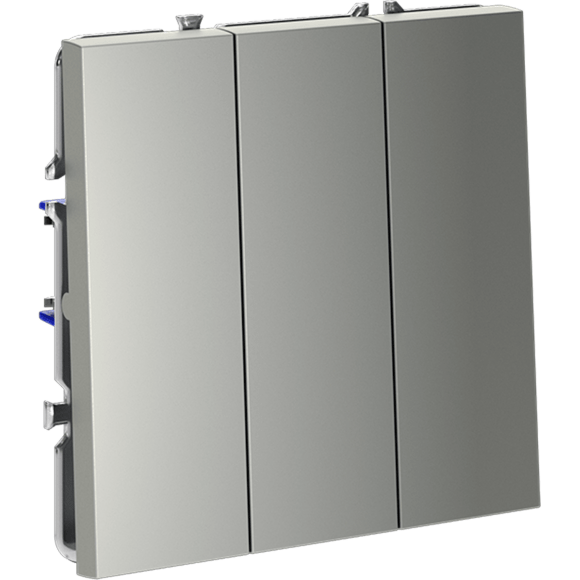 VLS030105 Выключатель встраиваемый трехклавишный стального цвета 10А (2200 Ватт) VOLTUM S70 (сталь)