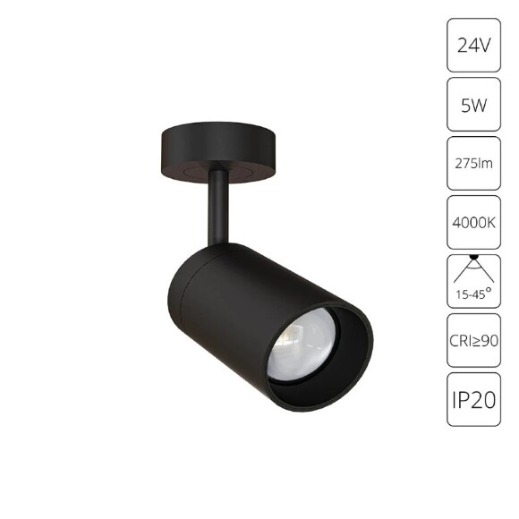 Подсветка для витрин с изменяемым углом света 15-40 град Arte Lamp Presto A6193PL-1BK