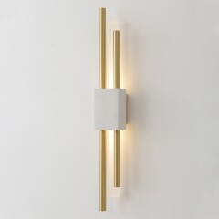 Crystal Lux CARTA AP6W LED WHITE/BRASS 0343/401 Бра настенное светодиодное, плафон белый+латунь, вертикальное дизайнерское LED 6Вт 3000K 480Лм CRI90 220V, для спальни и коридора