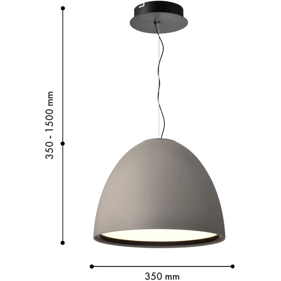 Favourite Halva 4813-3P Современный подвесной светодиодный светильник в стиле минимализм, серый матовый плафон полусфера диаметром 35 см, матовый акриловый рассеиватель, LED 30Вт 3000K 2088Лм CRI90 120° IP20 220В