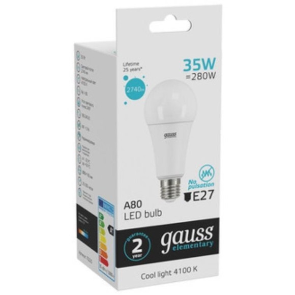 70225 Светодиодная лампа Gauss A67 35W 2740Lm 4100K E27 