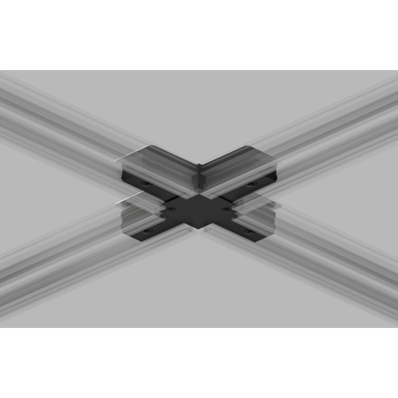 Х-образный соединитель для накладных однофазных шинопроводов Denkirs TR1104-BK