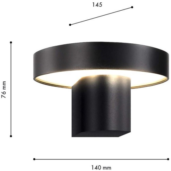 4640-1W, уличный светильник, D145xW140xH75, LEDx12W, 1050LM, 4000K, IP65, included