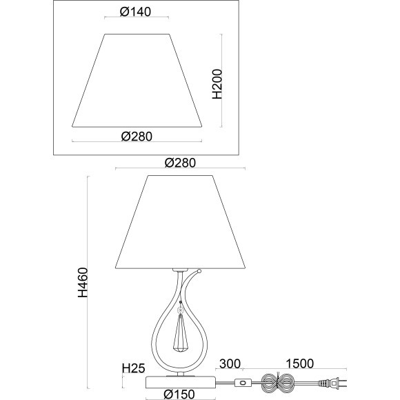 Интерьерная настольная лампа с выключателем Madeline FR2019TL-01BS