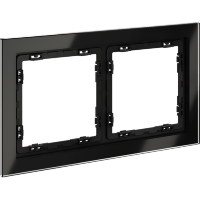 VLS110208 Рамка стеклянная для электрических изделий VOLTUM серии S70 на 2 поста черного цвета из стекла
