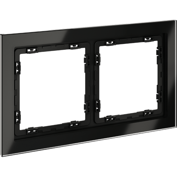 VLS110208 Рамка стеклянная для электрических изделий VOLTUM серии S70 на 2 поста черного цвета из стекла VLS110208 Рамка стеклянная для электрических изделий VOLTUM серии S70 на 2 поста черного цвета из стекла