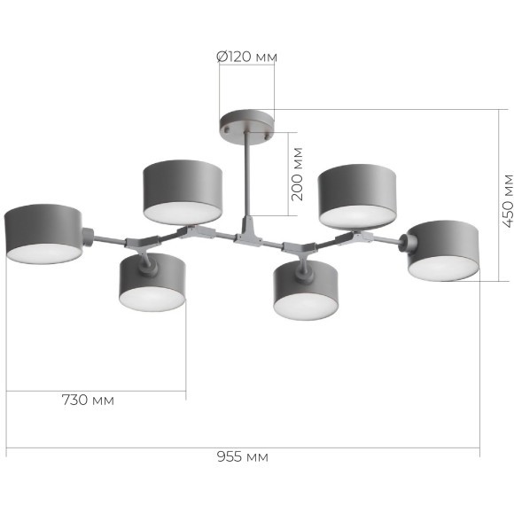 SLE183702-06 Светильник потолочный Серый/Серый E14 6*60W GIMENTO SLE183702-06 Светильник потолочный Серый/Серый E14 6*60W GIMENTO