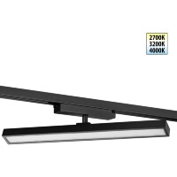 Novotech STRATUS 359779 Черный однофазный трехжильный трековый светодиодный светильник, линейный 40см, поворотный, CCT перекл. цветовой температуры, LED 24Вт 1384Лм 2700;3200;4000К CRI90 105° IP20 220В, коэф. пульсации < 1%