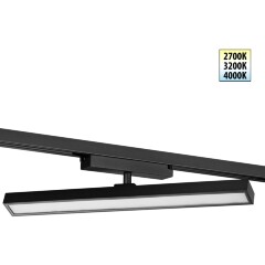 Novotech STRATUS 359779 Черный однофазный трехжильный трековый светодиодный светильник, линейный 40см, поворотный, CCT перекл. цветовой температуры, LED 24Вт 1384Лм 2700;3200;4000К CRI90 105° IP20 220В, коэф. пульсации < 1%