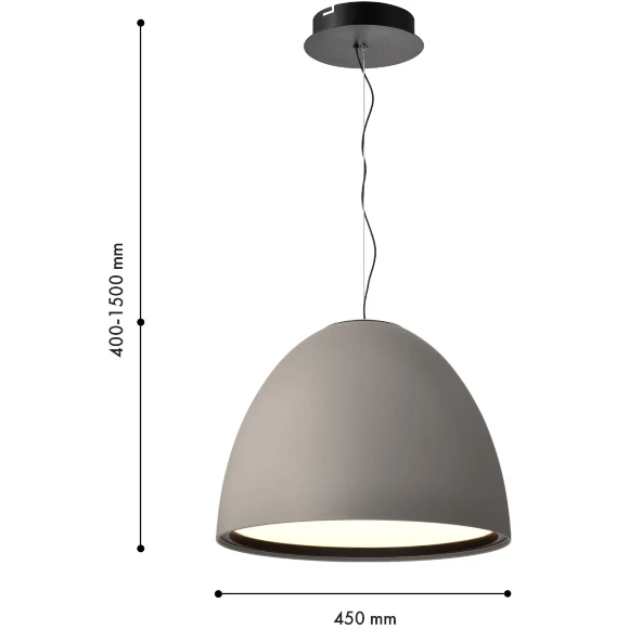 Favourite Halva 4813-4P Современный подвесной светодиодный светильник в стиле минимализм, серый матовый плафон полусфера диаметром 45 см, матовый акриловый рассеиватель, LED 38Вт 3000K 2847Лм CRI90 120° IP20 220В