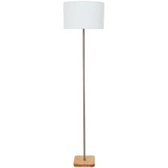 Arte Lamp CHARLIE A5071PN-1SS Напольный светильник, торшер с плафоном из искусственной шерсти и основанием из натурального дерева, диаметр плафона 35см, общая высота 150см, лампа Е27 1шт макс 40Вт 220В, выкл. на проводе в розетку