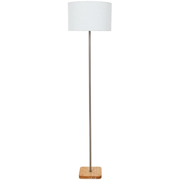 Arte Lamp CHARLIE A5071PN-1SS Напольный светильник, торшер с плафоном из искусственной шерсти и основанием из натурального дерева, диаметр плафона 35см, общая высота 150см, лампа Е27 1шт макс 40Вт 220В, выкл. на проводе в розетку