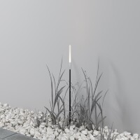 Maytoni Flare S O524FL-L2PT3K Ландшафтный светодиодный светильник столбик 80 см, диаметр 1 см, окантовка платина, основание металл алюминий черный, плафон акрил, монтаж в грунт LED 2.4Вт 3000K 115Лм IP65 360° 24V