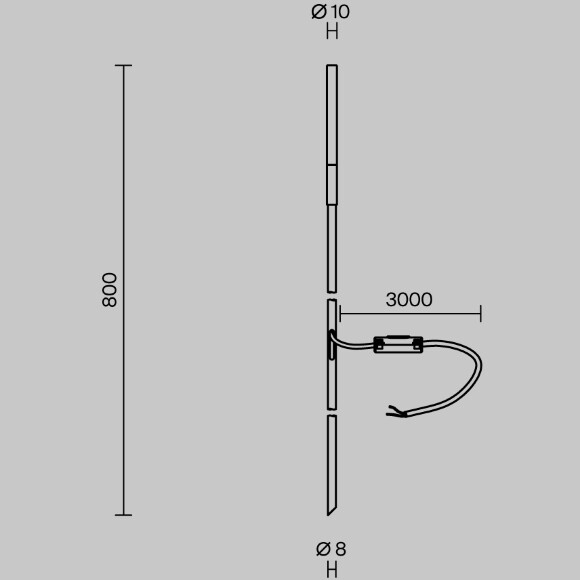 Maytoni Flare S O524FL-L2PT3K Ландшафтный светодиодный светильник столбик 80 см, диаметр 1 см, окантовка платина, основание металл алюминий черный, плафон акрил, монтаж в грунт LED 2.4Вт 3000K 115Лм IP65 360° 24V