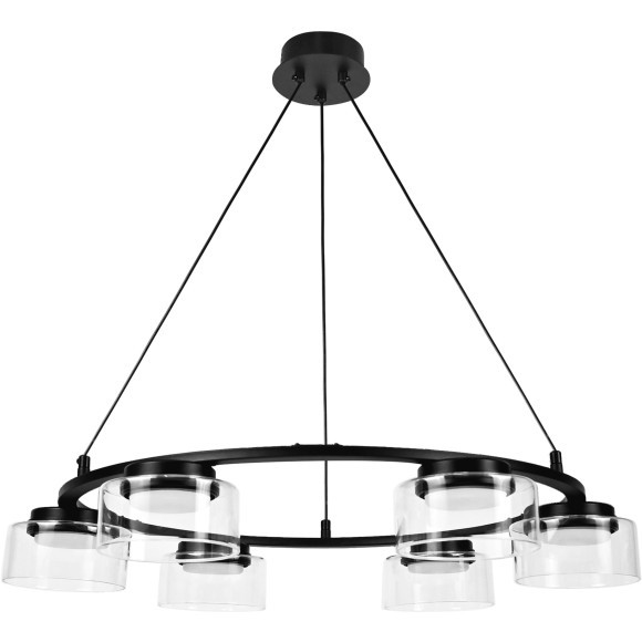 Люстра подвесная с черным основанием и прозрачными плафонами, 6 ламп GX53 (нет в комплекте) Lightstar Fico II 740167