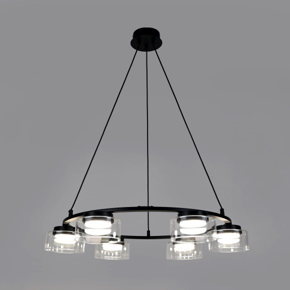 Люстра подвесная с черным основанием и прозрачными плафонами, 6 ламп GX53 (нет в комплекте) Lightstar Fico II 740167